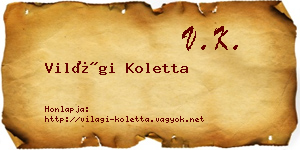 Világi Koletta névjegykártya
